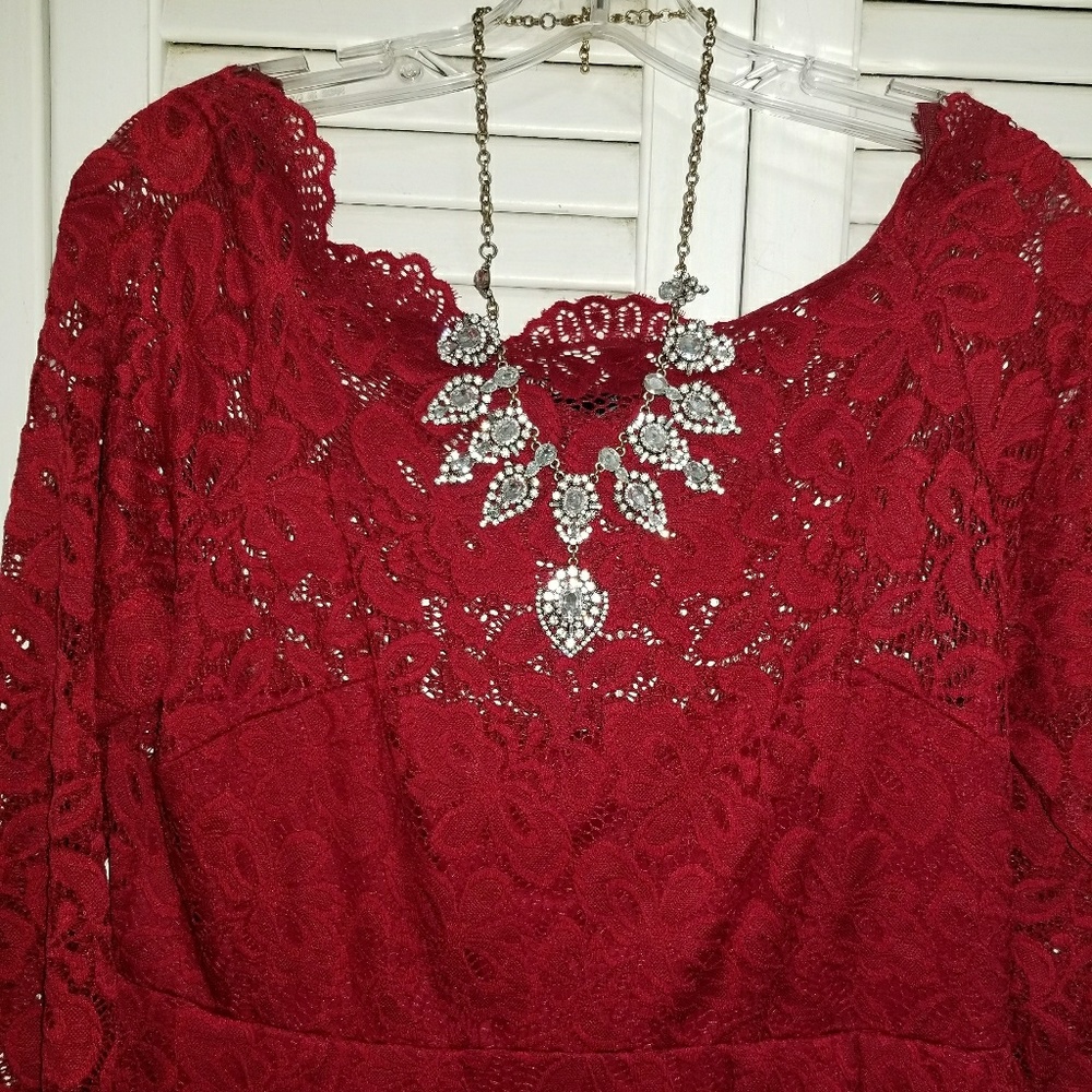 Miusol Lace Mid length Red Dress Host PICK